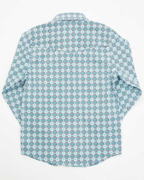 Image #3 - Rodeo Clothing Boys' Geo Print Long Sleeve Pearl Snap Western Shirt , White, hi-res