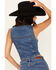 Image #4 - Rock & Roll Denim Women's Medium Wash Rhinestone Studded Vest, Medium Wash, hi-res