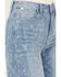 Image #2 - Ceros Women's Medium Wash High Rise Paisley Printed Wide Leg Straight Stretch Jeans, Medium Wash, hi-res