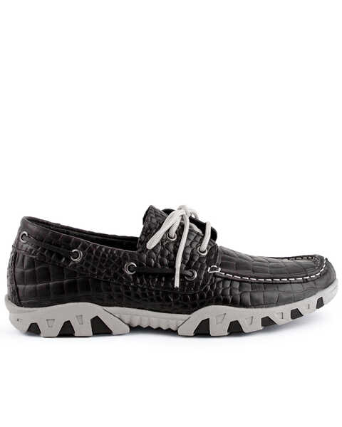 Image #2 - Ferrini Men's Croc Print Rogue Driving Shoes - Moc Toe, Black, hi-res