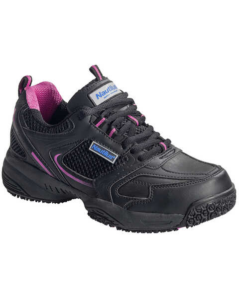 Nautilus Women's Black and Pink Athletic Work Shoes - Steel Toe, Black, hi-res