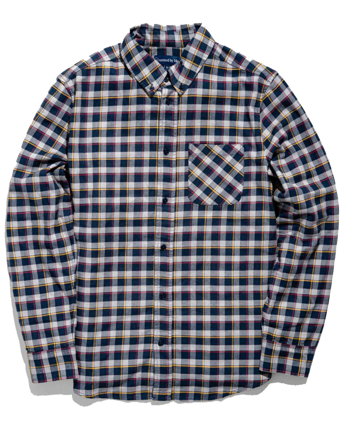 Image #1 - United By Blue Men's Organic Plaid Long Sleeve Western Flannel Shirt, Blue, hi-res