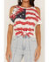 Image #3 - Shyanne Women's Americana Southwestern Flag Cold Shoulder Graphic Tee, Ivory, hi-res