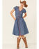 Stetson Women's Embroidered Denim Dress, Blue, hi-res