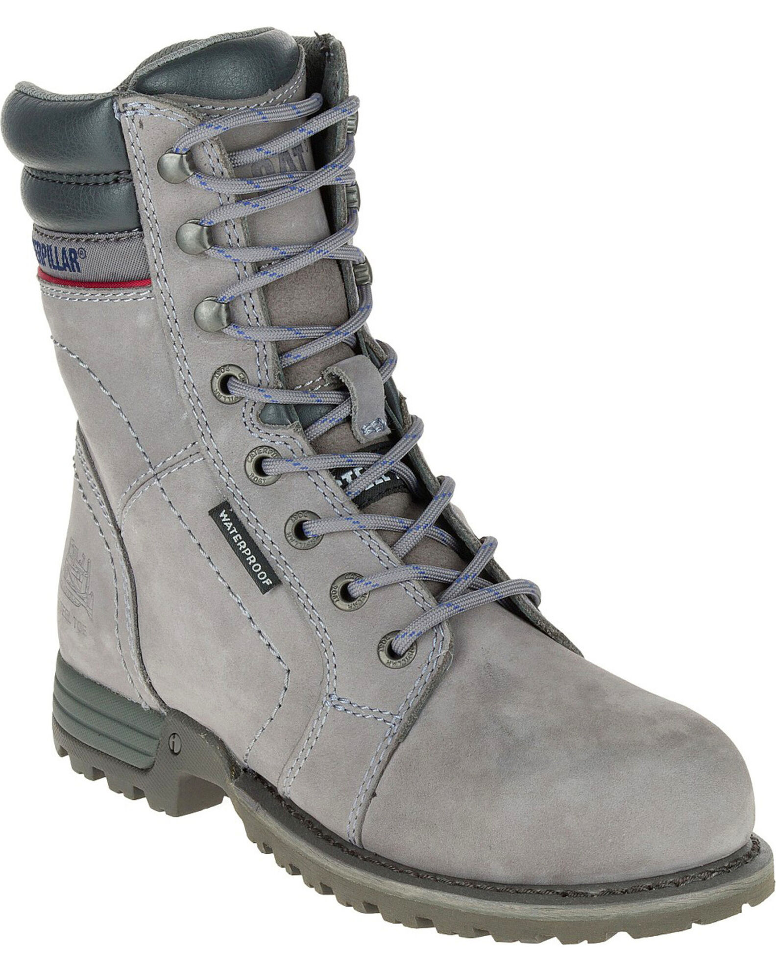 Image #1 - CAT Women's Echo Waterproof Work Boots - Steel Toe, Grey, hi-res