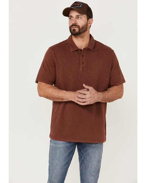 Image #1 - Brothers and Sons Men's Solid Slub Short Sleeve Polo Shirt , Red, hi-res