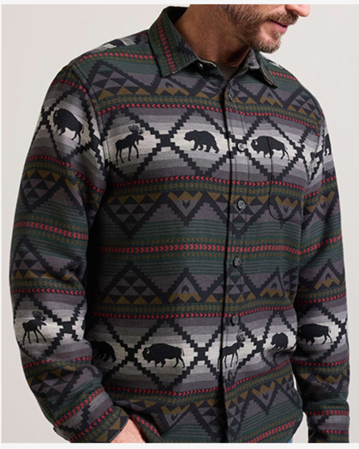 Image #1 - Pendleton Men's Marshall Chamois Bison Long Sleeve Button-Down Flannel Shirt, Black, hi-res