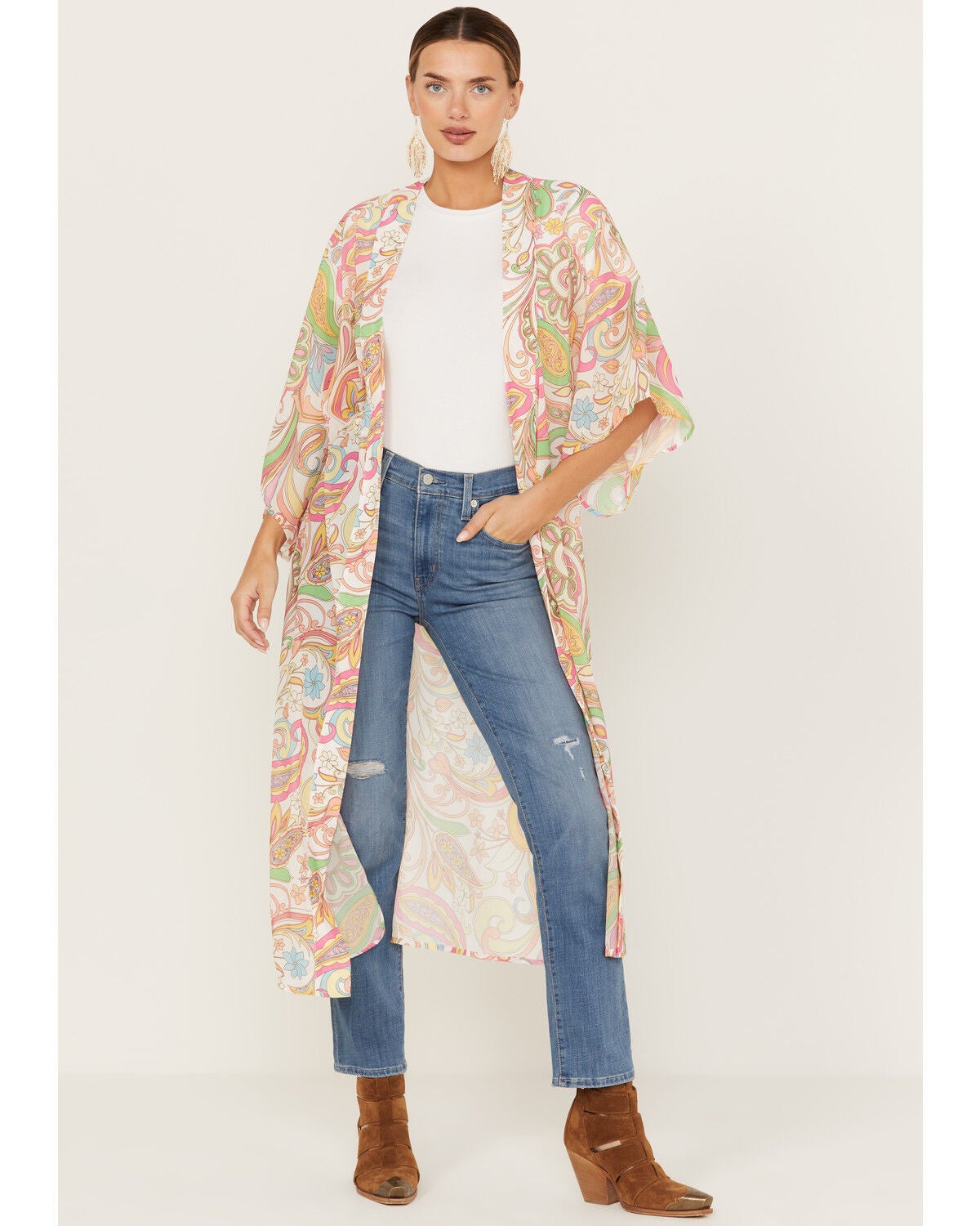 Image #1 - Flying Tomato Women's Paisley Print Kimono, , hi-res