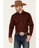 Image #1 - Gibson Men's Basic Solid Long Sleeve Pearl Snap Western Shirt - Big, Burgundy, hi-res