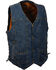 Image #1 - Milwaukee Leather Men's 10 Pocket Side Lace Denim Vest, Blue, hi-res