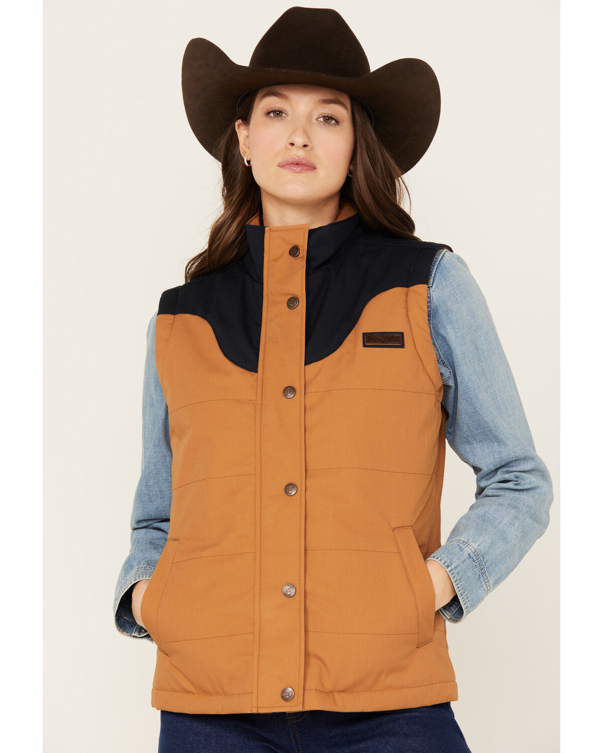 Image #2 - Cinch Women's Concealed Carry Canvas Vest, Tan, hi-res