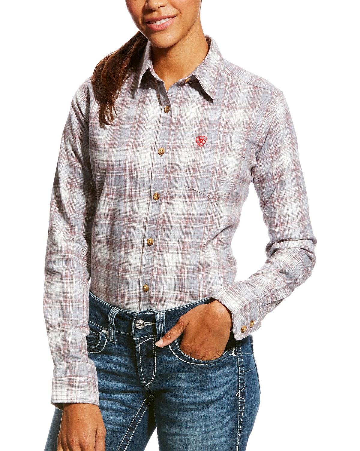 Image #1 - Ariat Women's FR Jolene Long Sleeve Button Down Work Shirt, Multi, hi-res