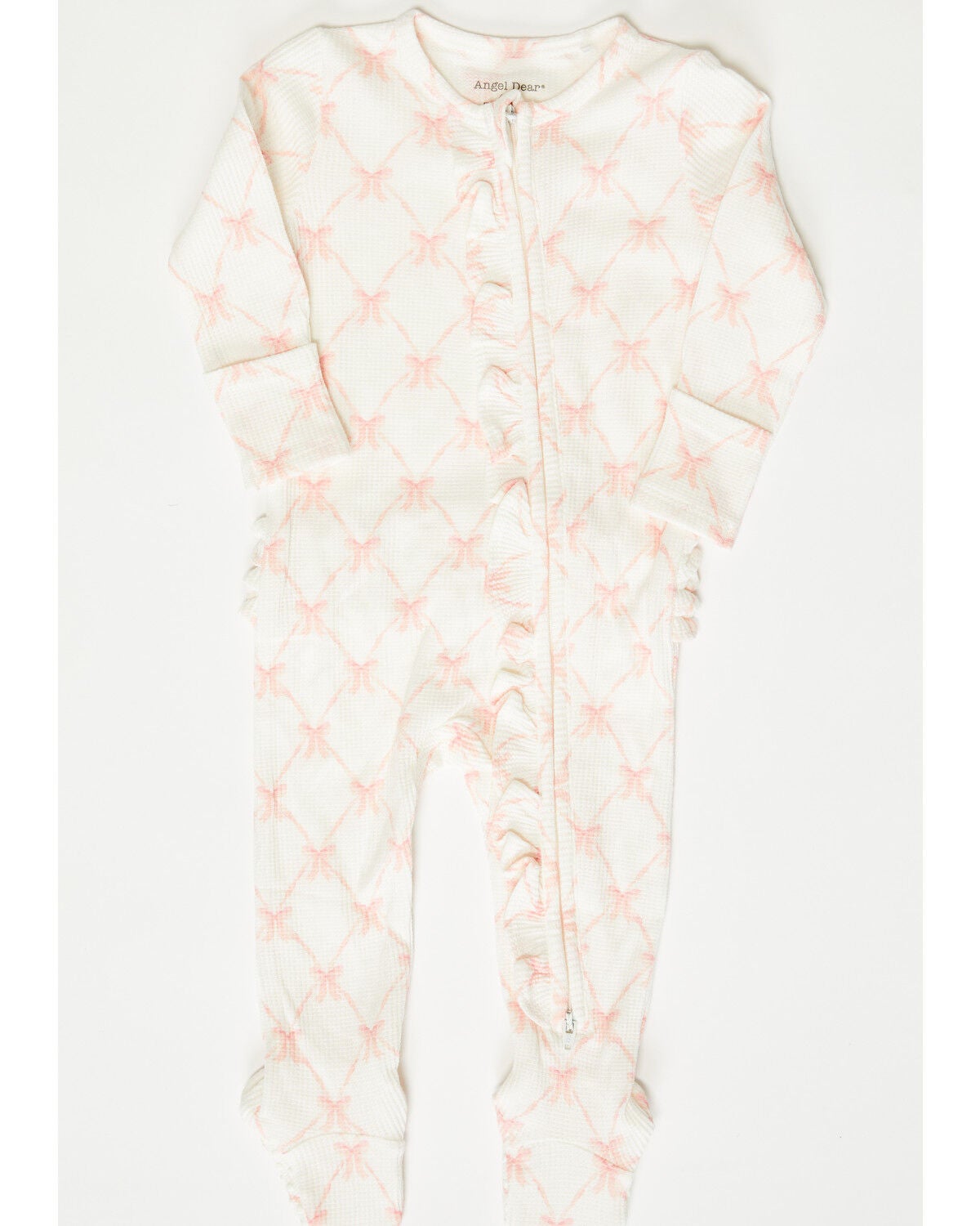 Image #1 - Angel Dear Infant Girls' Bow Zipper Onesie, White, hi-res