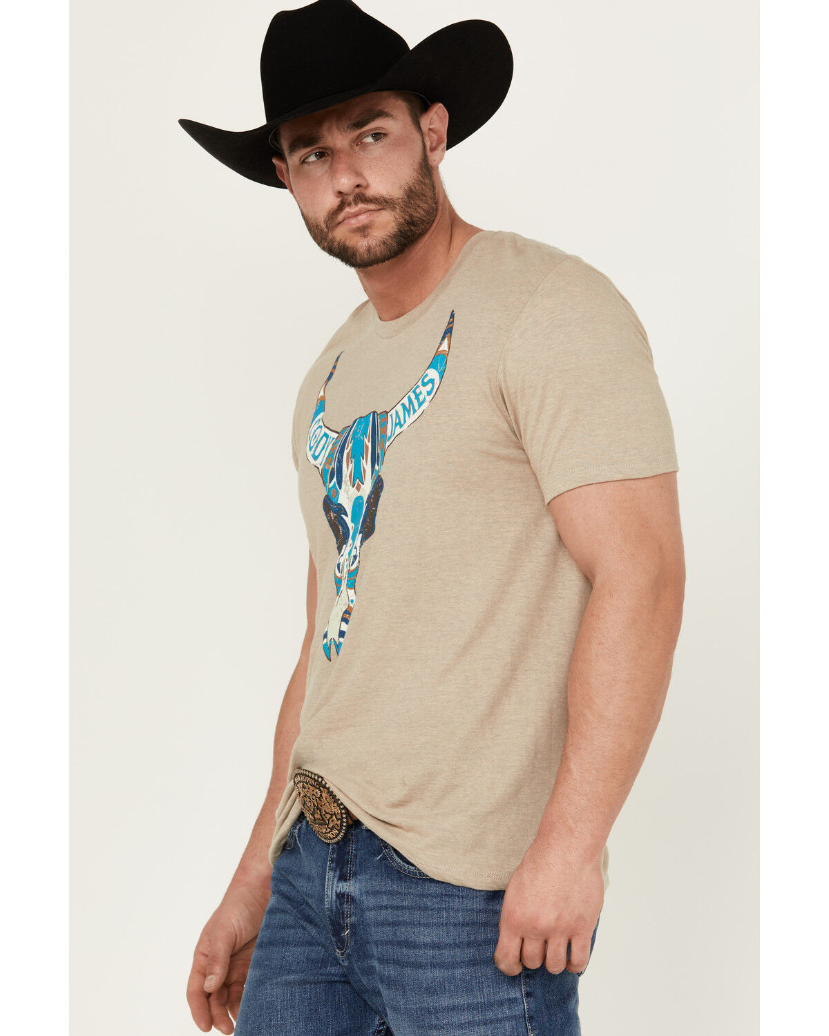 Image #2 - Cody James Men's Southwest Reins Logo Short Sleeve Graphic T-Shirt, Tan, hi-res