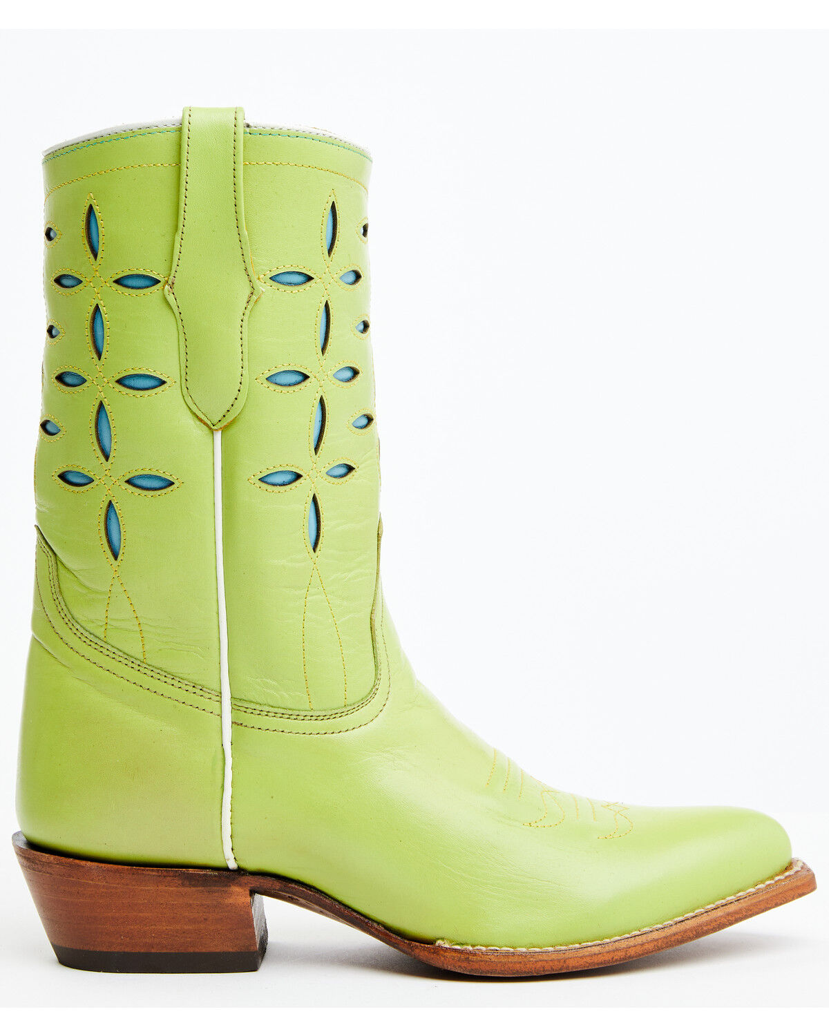 Image #2 - Planet Cowboy Women's Pee-Wee Ah Limon Leather Western Boot - Snip Toe, Green, hi-res