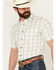 Image #2 - Cody James Men's Open Field Plaid Print Short Sleeve Button-Down Stretch Western Shirt, Ivory, hi-res