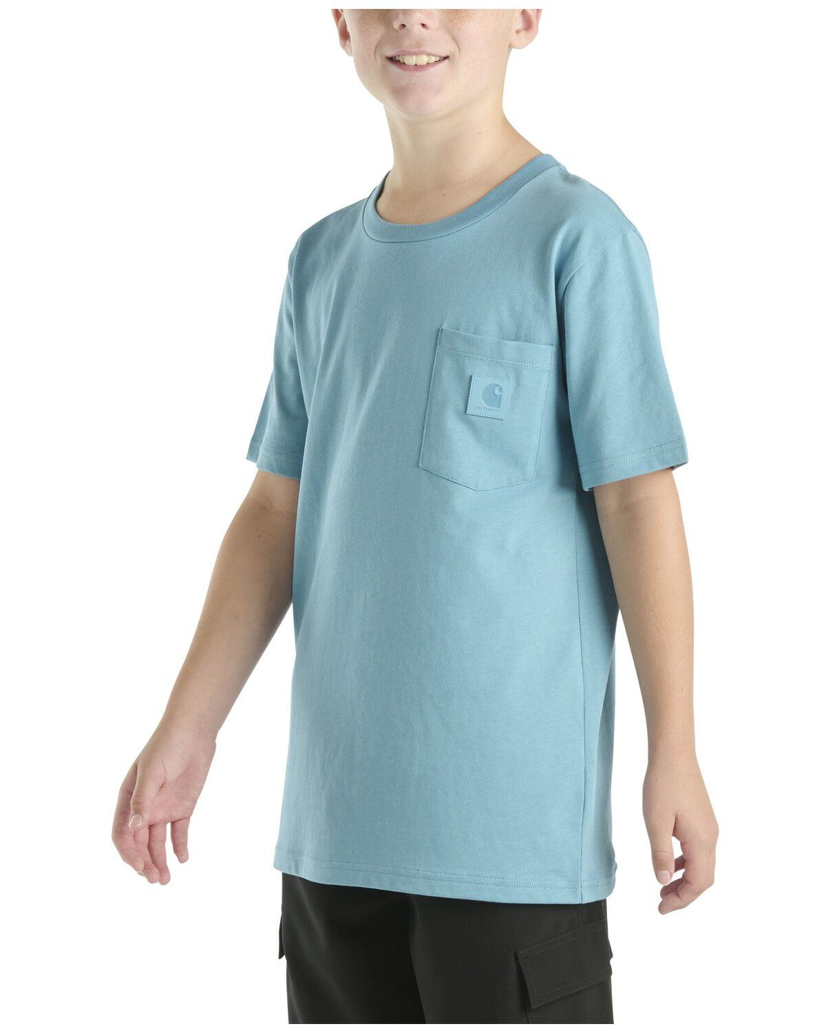 Image #2 - Carhartt Boys' Solid Short Sleeve Pocket T-Shirt, Blue, hi-res