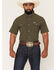 Image #1 - Ferrell Men's Tek Solid Short Sleeve Pearl Snap Stretch Performance Western Shirt, Olive, hi-res