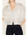 Image #3 - POL Women's Sequin Button Up Top, White, hi-res