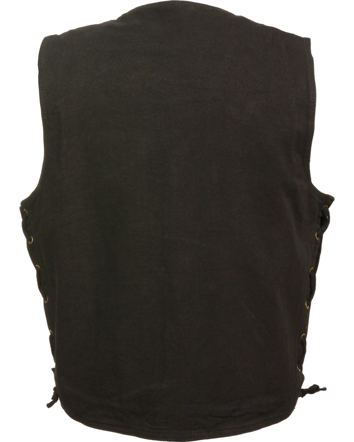Image #2 - Milwaukee Leather Men's Side Lace Denim Vest with Chest Pockets, Black, hi-res