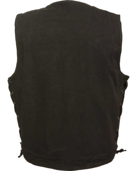 Image #2 - Milwaukee Leather Men's Side Lace Denim Vest with Chest Pockets, Black, hi-res