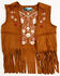 Image #1 - Fornia Toddler Girls' Floral Embroidered Faux Suede Vest, Camel, hi-res
