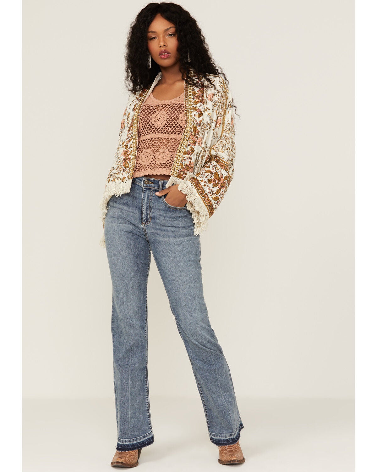 Free People Women's Rays of Light Embellished Ivory Jacket