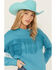 Image #2 - Roper Women's Fringe Fleece Pullover, Turquoise, hi-res