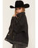Image #2 - Azalea Wang Women's Studded Button-Down Denim Jacket, Black, hi-res