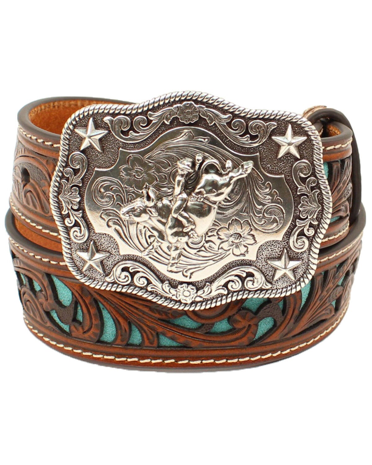 Nocona Boys' Piercing Underlay Western Belt, No Color, hi-res