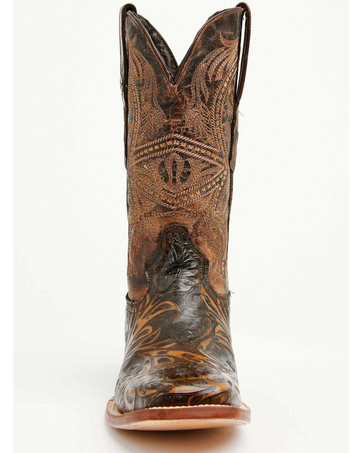 Image #4 - Tanner Mark Men's Hand Tooled Western Boots - Broad Square Toe, Brown, hi-res