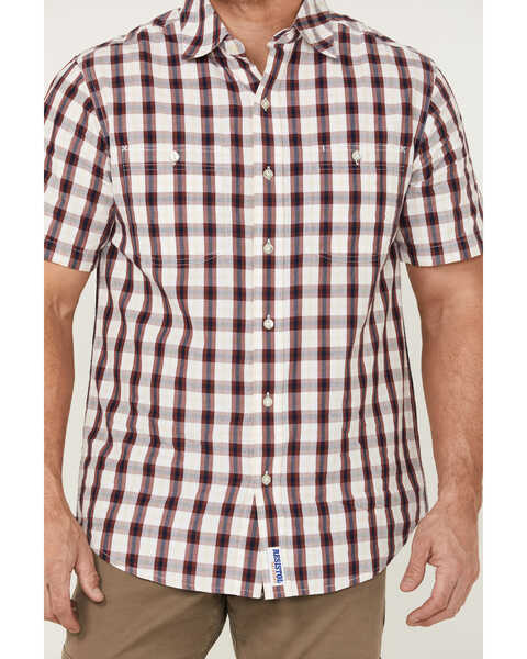 Resistol Men's Bradenton Windowpaine Plaid Short Sleeve Button Down Western Shirt , Off White, hi-res