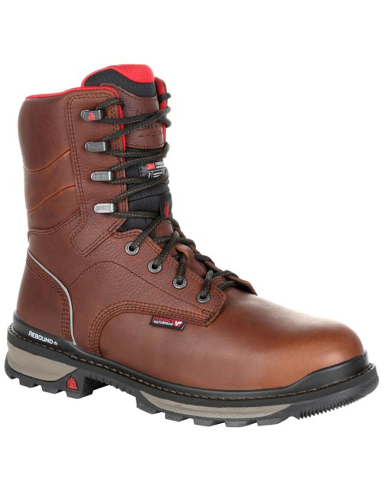Rocky Men's Rams Horn Waterproof Work Boots - Composite Toe, Dark Brown, hi-res