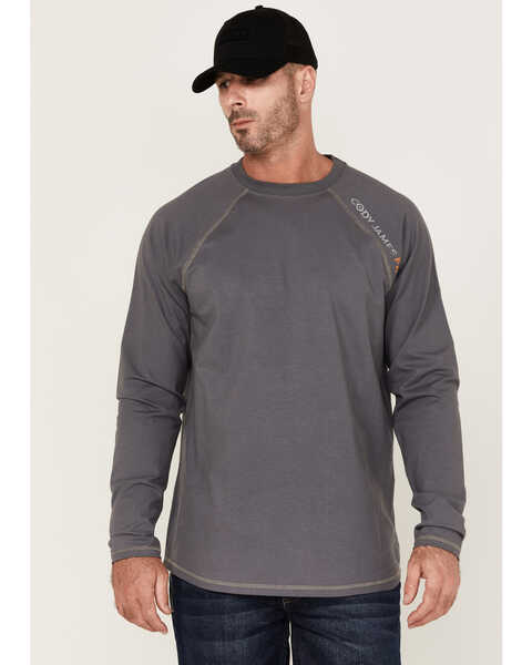 Cody James Men's FR Long Sleeve Raglan Work T-Shirt , Grey, hi-res