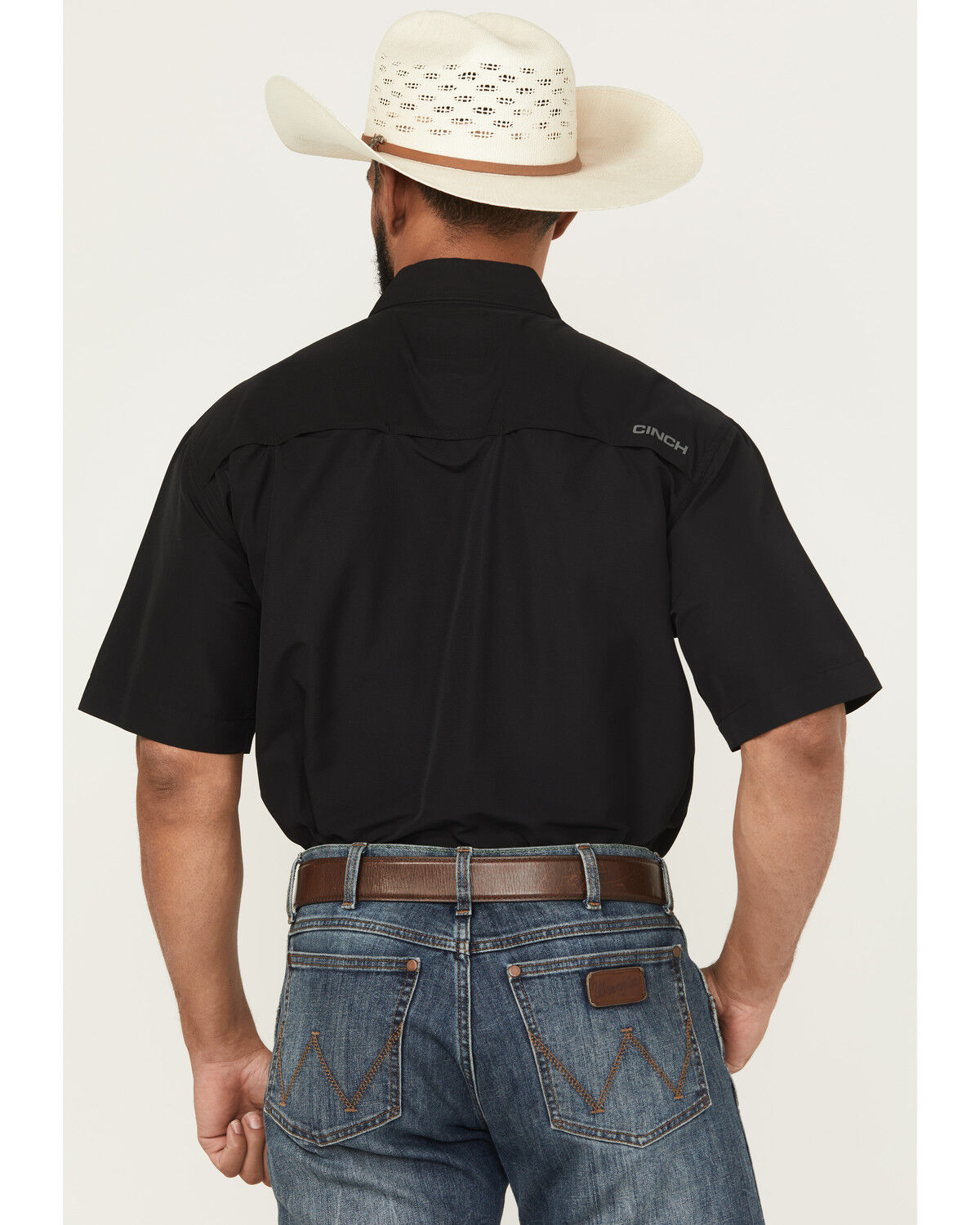 Image #4 - Cinch Men's Solid Short Sleeve Button-Down Performance Western Shirt, Black, hi-res