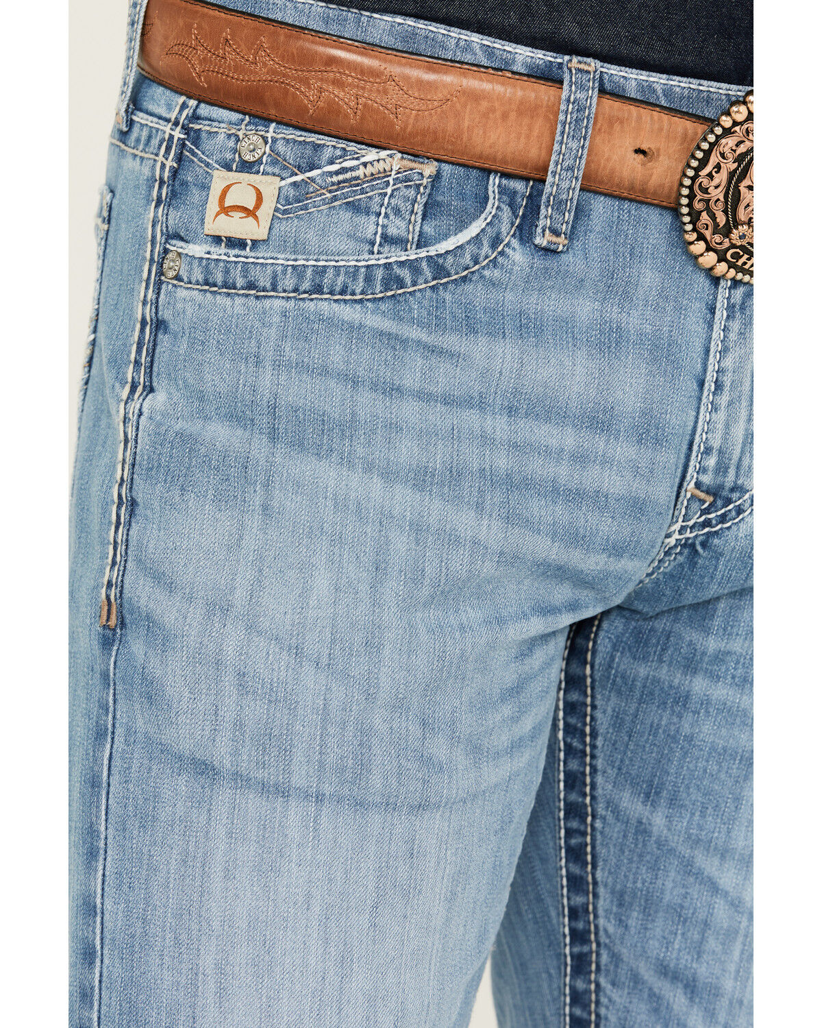 Image #2 - Cinch Men's Ian Light Stonewash Wash Performance Stretch Slim Boot Denim Jeans, Indigo, hi-res