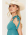 Image #2 - Wild Moss Women's Tie Strap Embroidered Mini Dress, Teal, hi-res