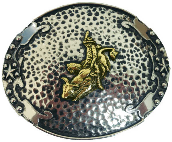 AndWest Vintage "Escalante" Two-Tone Bull Rider Buckle, Two Tone, hi-res