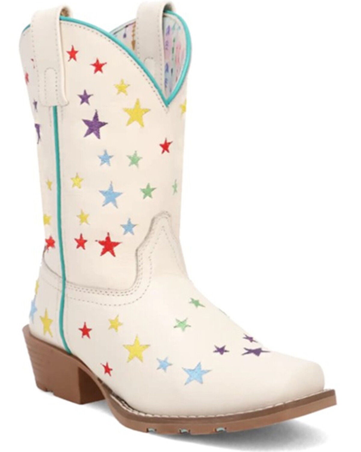 Image #1 - Dan Post Little Girls' Starlett Western Boots - Square Toe, White, hi-res