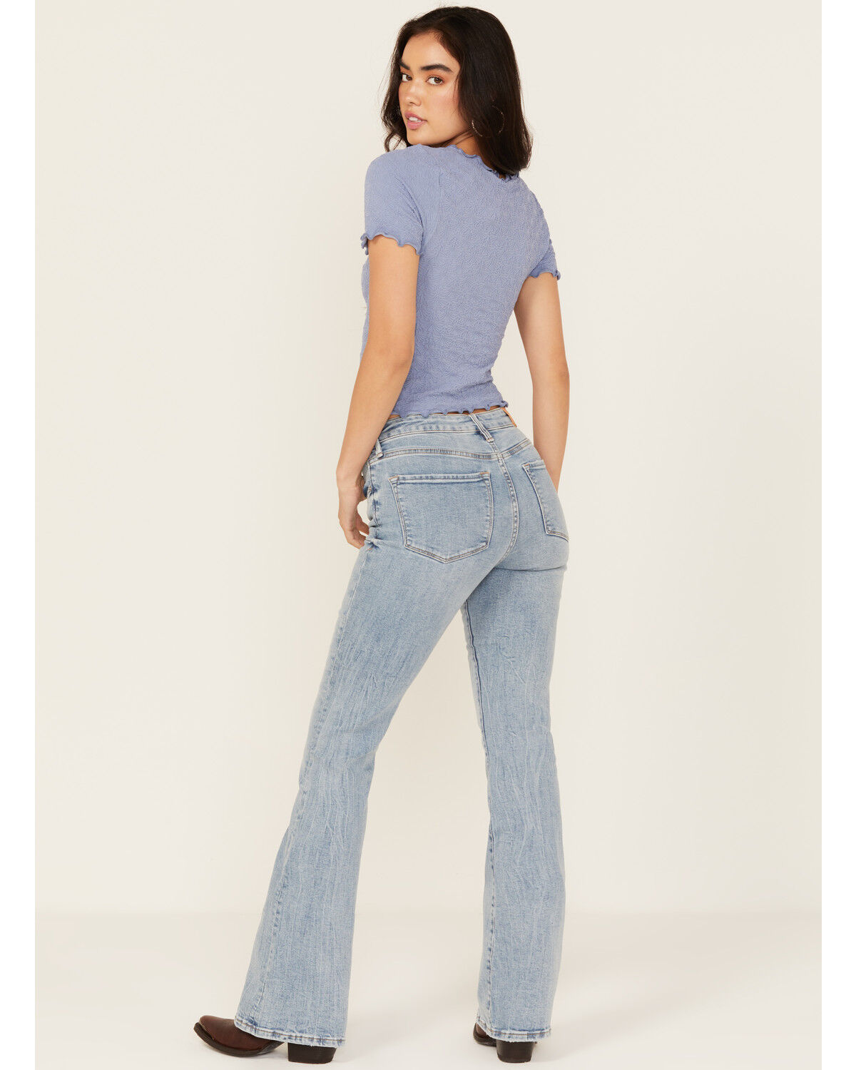 Image #3 - Dear John Women's Light Wash Rosa High Rise Flare Stretch Denim Jeans, Light Wash, hi-res