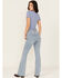 Image #3 - Dear John Women's Light Wash Rosa High Rise Flare Stretch Denim Jeans, Light Wash, hi-res