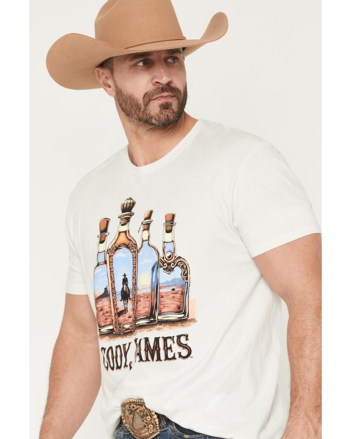 Image #2 - Cody James Men's Tequila Bottles Short Sleeve Graphic T-Shirt, Natural, hi-res
