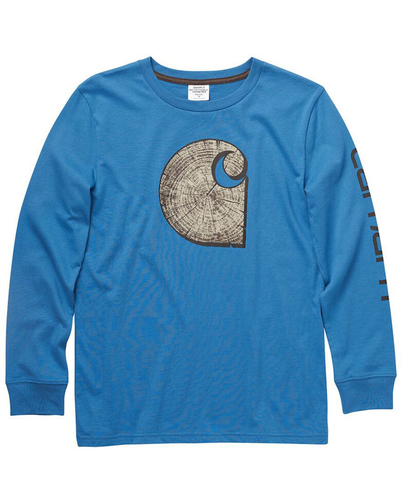 Carhartt Boys' Stump Logo Graphic Long Sleeve T-Shirt , Blue, hi-res