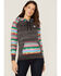 Hooey Women's Saldo Southwestern Space Dye Hoodie, Charcoal, hi-res