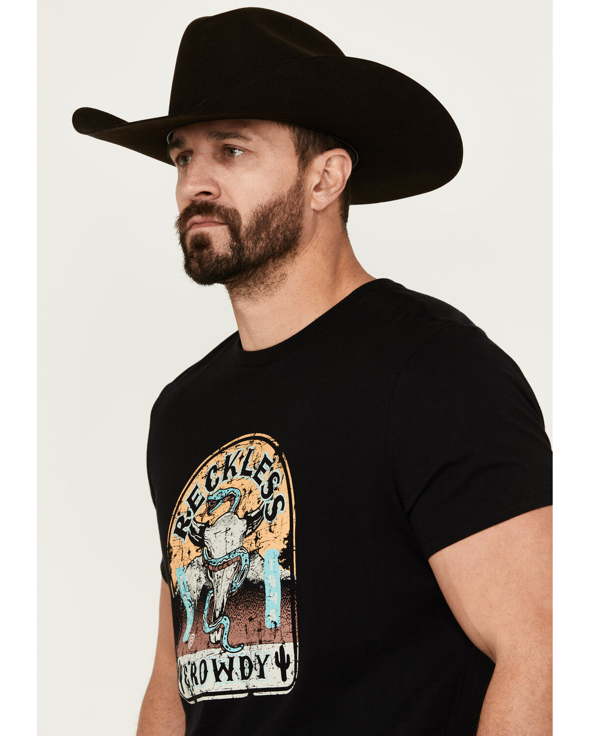 Image #2 - Rock & Roll Denim Men's Reckless And Rowdy Short Sleeve Graphic T-Shirt, Black, hi-res