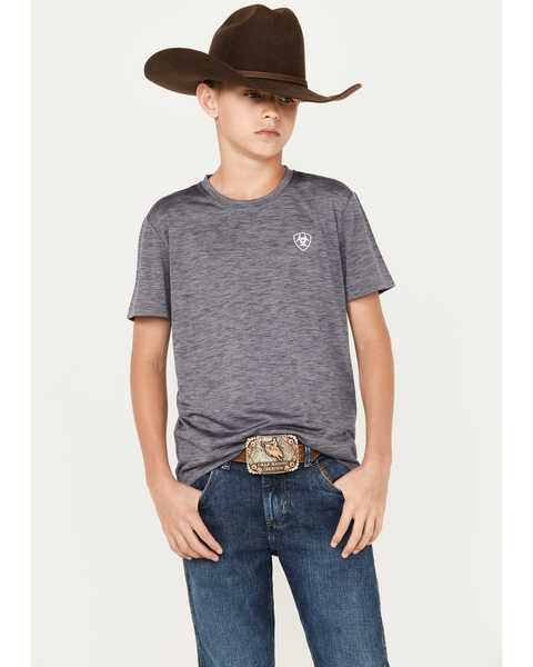 Image #1 - Ariat Boys' Charger Seal Short Sleeve Graphic T-Shirt, Heather Grey, hi-res