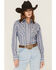 Image #1 - Cowboygirl by Jenna Paulette Women's Striped Long Sleeve Pearl Snap Western Shirt, Blue, hi-res