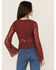 Image #4 - Trixxi Women's Solid Lace Long Bell Sleeve Shirt, Brown, hi-res