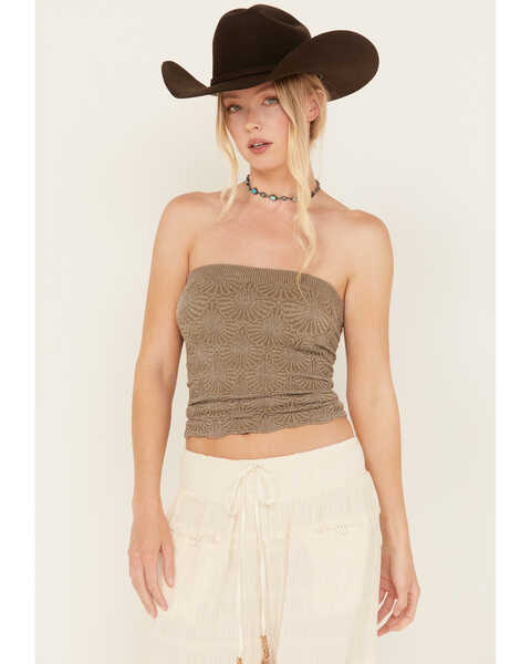 Image #1 - Free People Women's Love Letter Tube Top, Grey, hi-res