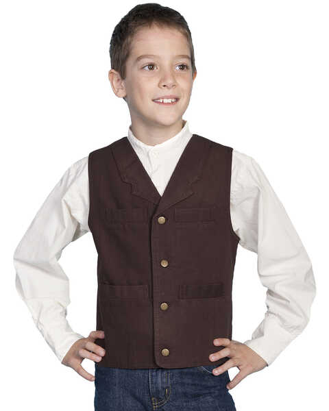 Image #1 - Scully Boys' Canvas Vest, Walnut, hi-res